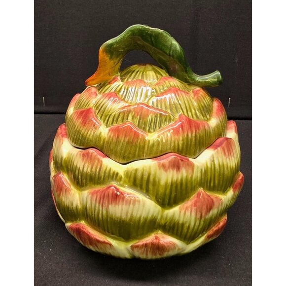 Vintage Fitz and Floyd Soup and Sandwich Collection Artichoke Serving Bowl w Lid - Picture 1 of 9